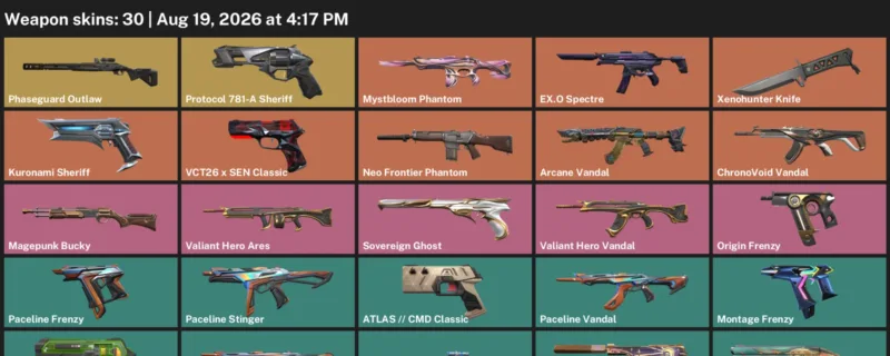 Valorant account inventory for LVL 155 · Arcane Vandal & Xenohunter Knife