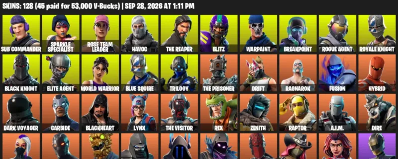 Fortnite account inventory for Sub Commander - Sparkle Specialist - 120 Outfits