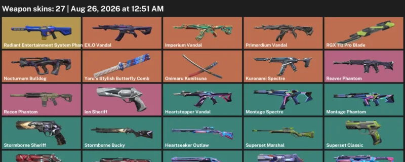 Valorant account inventory for LVL 67 · 27 Skins RGX 11z Pro Blade & EX.O Vandal