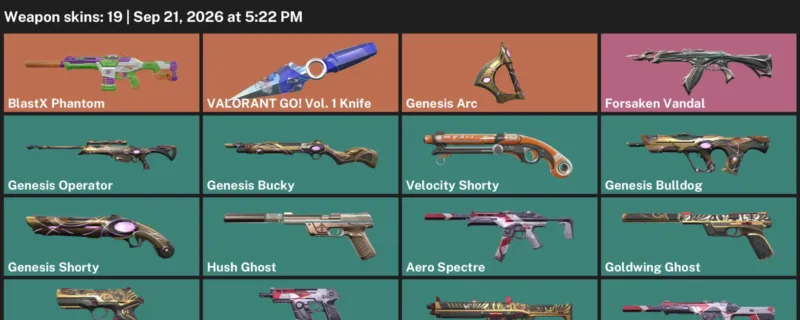 Valorant account inventory for LVL 101 · Forsaken Vandal & Valorant GO! Vol. 1 Knife