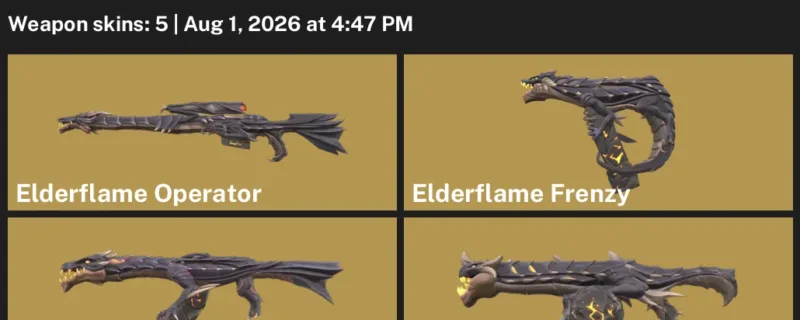 Valorant account inventory for LVL 2 · Elderflame Dagger & Elderflame Vandal