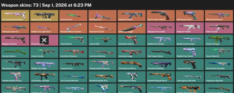 Valorant account inventory for LVL 81 · Glitchpop Dagger & Belaflaire Vandal