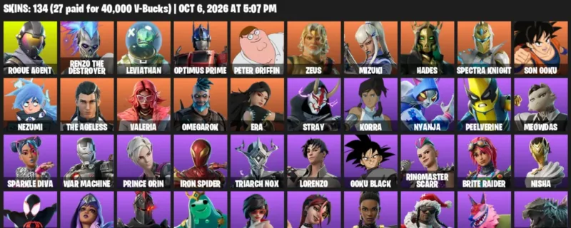 Fortnite account inventory for Rogue Agent - Renzo the Destroyer - 120 Outfits