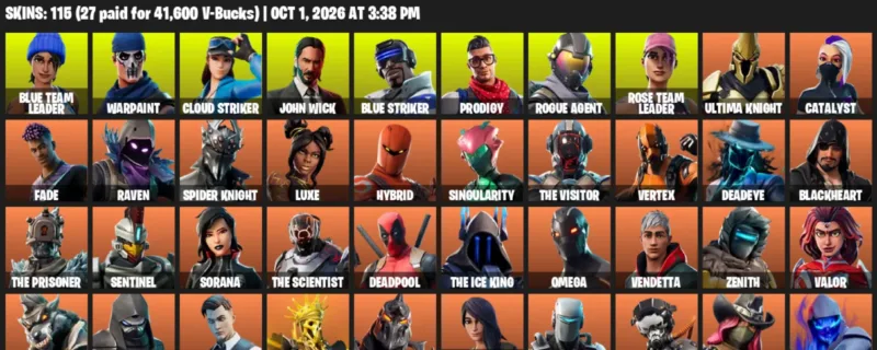 Fortnite account inventory for Blue Team Leader - Warpaint - 115 Outfits