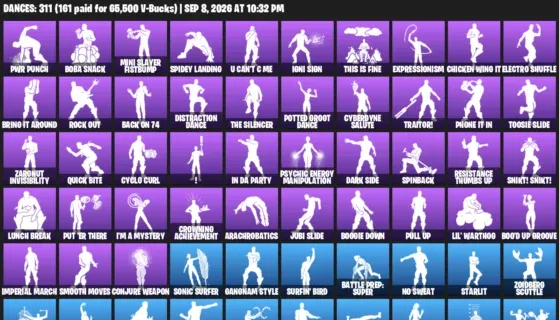 Fortnite account inventory for LVL 4230 - Darth Vader - Psycho Bandit - 513 Outfits