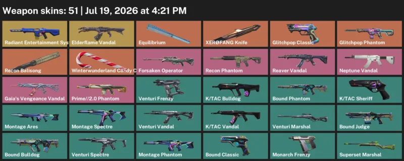 Valorant Accounts listing: LVL 105 · XERØFANG Knife · 51 Skins - Silver 2, 51 skins