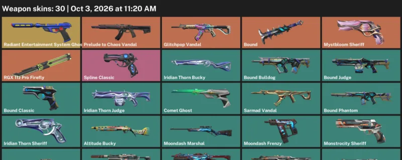 Valorant account inventory for LVL 95 · Glitchpop Vandal & Bound Phantom