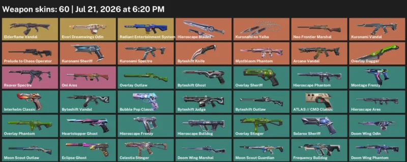Valorant Accounts listing: LVL 241 · Byteshift Knife & Kuronami no Yaiba · 60 Skins - Bronze 3, 60 skins