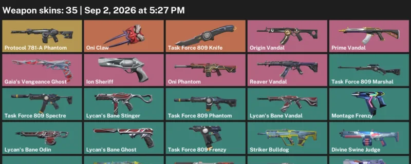 Valorant account inventory for LVL 106 · Ion Sheriff & Task Force 809 Knife