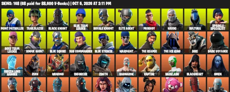 Fortnite account inventory for Point Patroller - Trailblazer - 120 Outfits