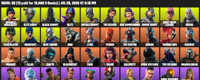Fortnite Accounts listing: LVL 1895 - Sparkle Specialist - Elite Agent - 98 Outfits - 98 outfits
