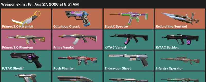 Valorant account inventory for LVL 67 · 2.0 Karambit & Infantry Operator