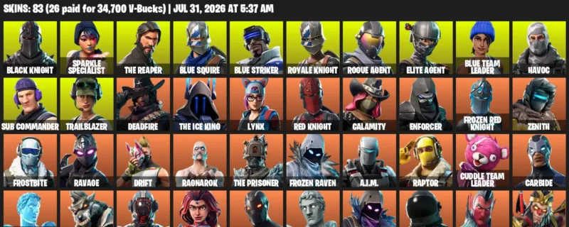 Fortnite Accounts listing: LVL 693 - Black Knight - Sparkle Specialist - 83 Outfits - 83 outfits