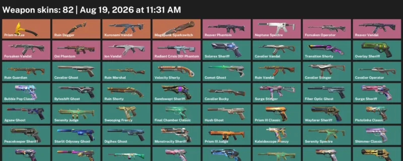 Valorant account inventory for LVL 534 · Ruin Dagger & Cavalier Operator