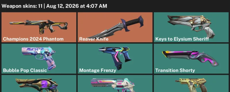 Valorant account inventory for LVL 218 · Champions 2024 Phantom & Reaver Knife