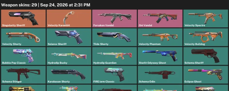Valorant account inventory for LVL 246 · Velocity Karambit & Forsaken Vandal