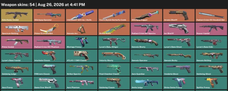 Valorant account inventory for LVL 235 · Glitchpop Dagger & Prime & 54 Skins Glitchpop Dagger