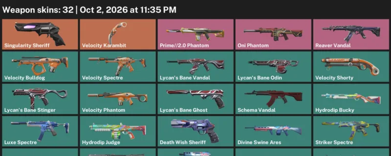 Valorant account inventory for LVL 89 · Velocity Karambit & Death Wish Sheriff
