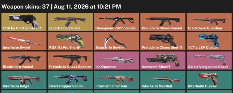 Valorant account inventory for LVL 55 · Soulstrife Scythe & Belaflaire Vandal