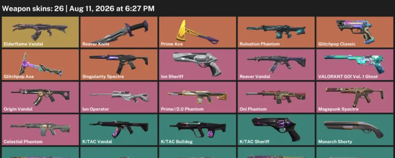 Valorant account inventory for LVL 43 · Reaver Knife & Elderflame Vandal