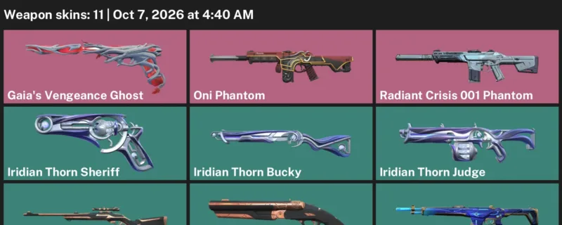 Valorant account inventory for LVL 54 · Oni Phantom & Radiant Crisis 001 Phantom
