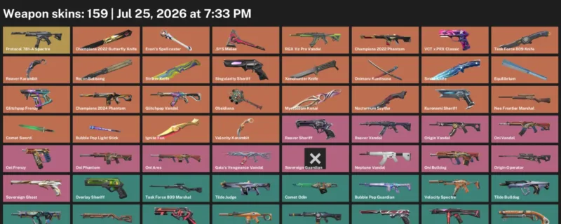 Valorant Accounts listing: LVL 265 · .SYS Melee & Champions 2022 Butterfly Knife · 159 Skins - Gold 1, 159 skins
