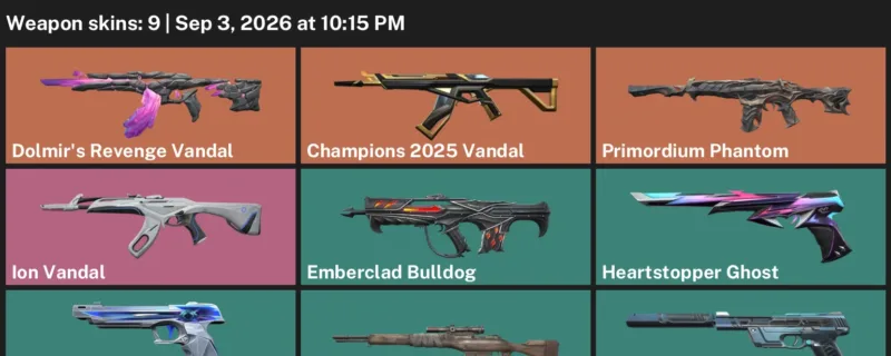 Valorant account inventory for LVL 105 · 9 Skins Champions 2025 Vandal & Ion Vandal