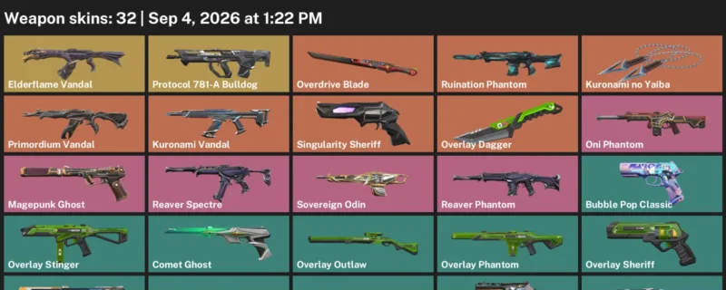 Valorant account inventory for LVL 136 · Kuronami no Yaiba & Overdrive Blade & Elderflame Vandal