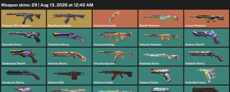 Valorant account inventory for LVL 238 · Velocity Karambit & Araxys Phantom