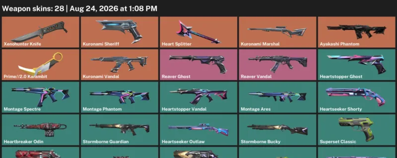 Valorant account inventory for LVL 54 · 2.0 Karambit & Xenohunter Knife & 28 Skins Prime