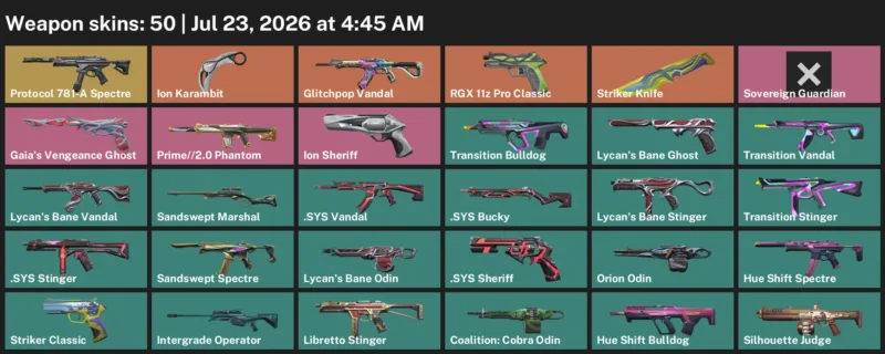 Valorant Accounts listing: LVL 93 · Ion Karambit & Striker Knife · 50 Skins - Silver 3, 50 skins