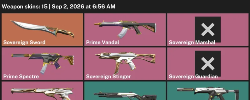 Valorant account inventory for LVL 15 · Galleria Phantom & Sovereign Sword