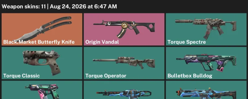 Valorant account inventory for LVL 20 · Black.Market Butterfly Knife & Origin Vandal