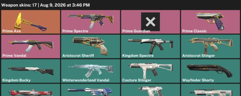 Valorant account inventory for LVL 9 · Galleria Phantom & 17 Skins Aristocrat Sheriff