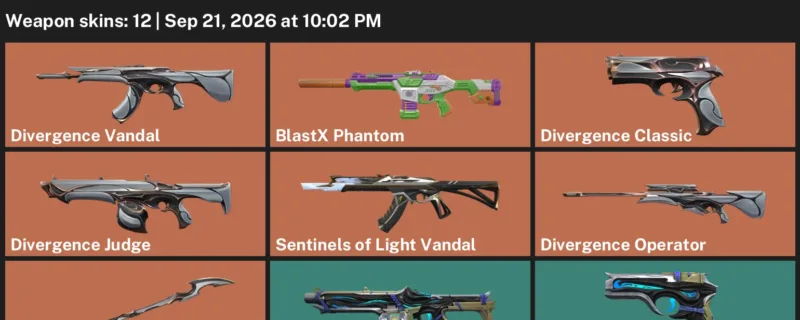 Valorant account inventory for LVL 57 · Divergence Vandal & 12 Skins BlastX Phantom