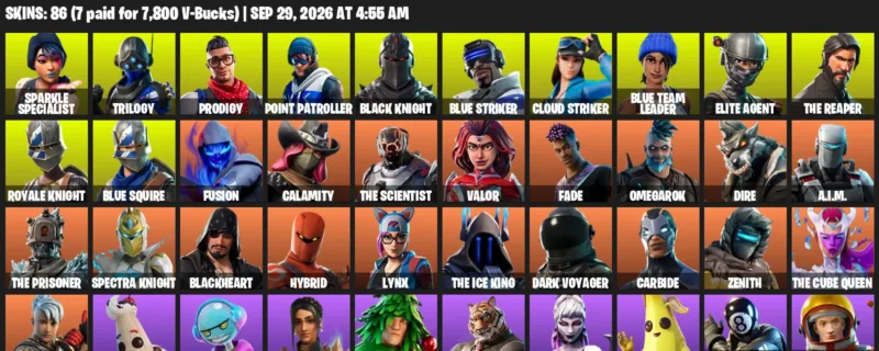Fortnite account inventory for Sparkle Specialist - Trilogy - 86 Outfits