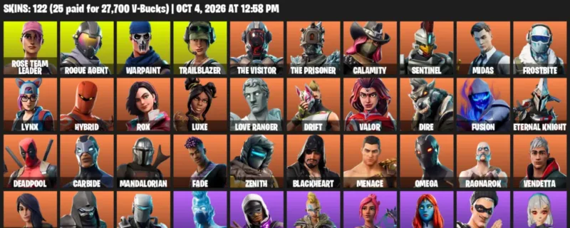 Fortnite account inventory for Rose Team Leader - Rogue Agent - 120 Outfits