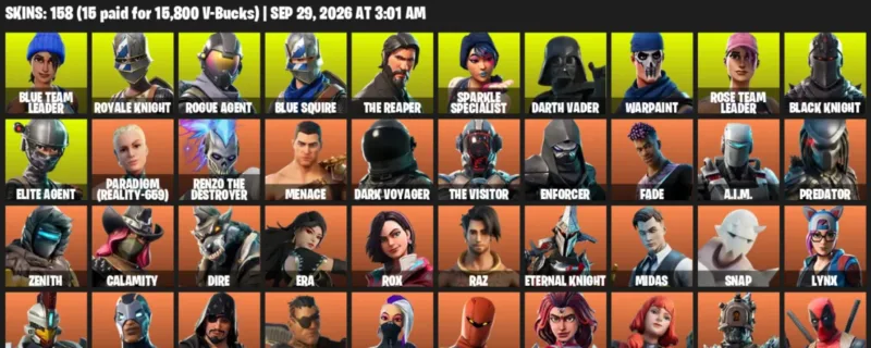 Fortnite account inventory for Blue Team Leader - Royale Knight - 120 Outfits