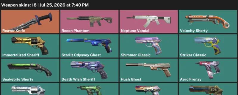 Valorant Accounts listing: LVL 192 · Reaver Knife · 18 Skins - Gold 2, 18 skins