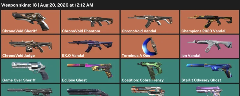 Valorant account inventory for LVL 209 · Champions 2023 Vandal & ChronoVoid Judge