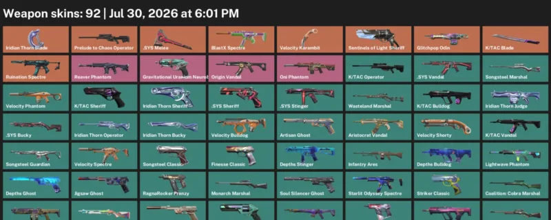 Valorant Accounts listing: LVL 257 · .SYS Melee & Iridian Thorn Blade · 92 Skins - Bronze 1, 92 skins
