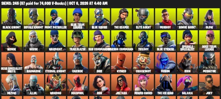 Fortnite account inventory for Black Knight - Royale Knight - 120 Outfits