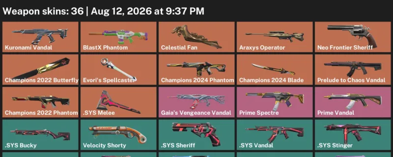 Valorant account inventory for LVL 211 · Champions 2024 Blade & Champions 2022 Butterfly Knife