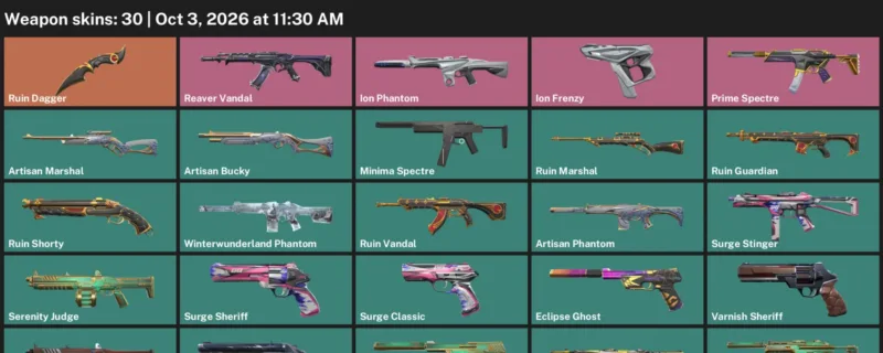Valorant account inventory for LVL 94 · Ion Phantom & Ruin Dagger