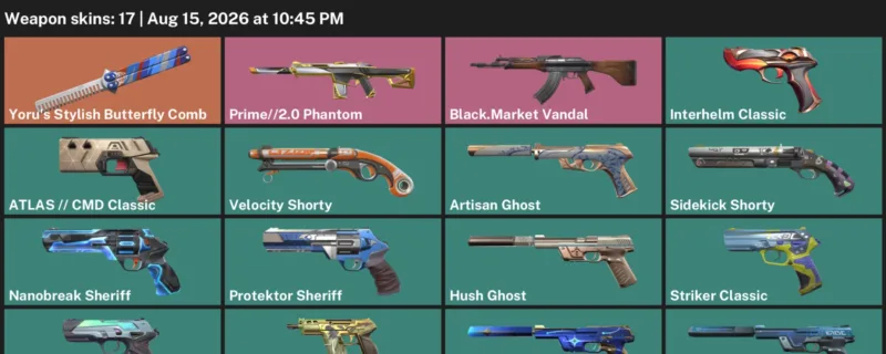 Valorant account inventory for LVL 262 · Black.Market Vandal & Hush Ghost