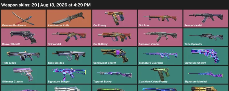 Valorant account inventory for LVL 197 · Xenohunter Knife & Forsaken Vandal