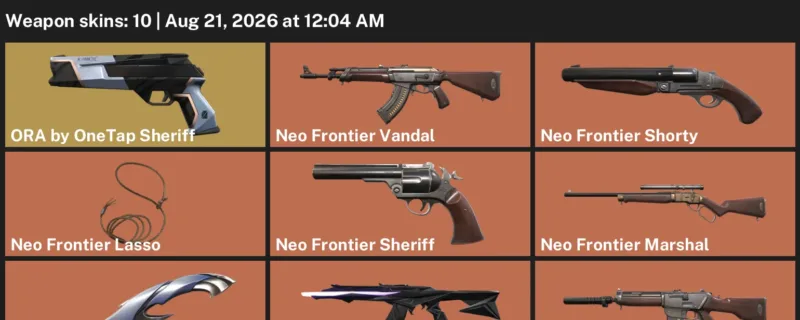 Valorant account inventory for LVL 1 · Reaver Vandal & Neo Frontier Vandal
