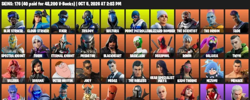 Fortnite account inventory for Blue Striker - Cloud Striker - 120 Outfits