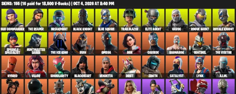 Fortnite account inventory for Sub Commander - The Reaper - 120 Outfits