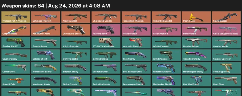 Valorant account inventory for LVL 539 · Xenohunter Knife & Spline Dagger